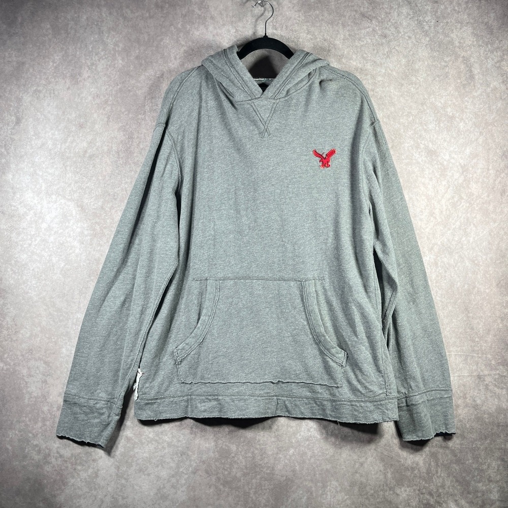 American Eagle Hoodie Sweatshirt Mens 2XL Gray Eagle Fleece Vintage Fit Pullover